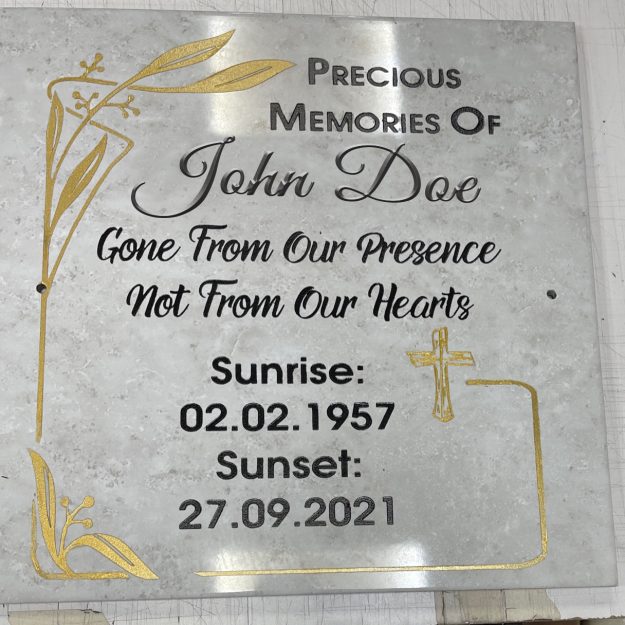 Engraved Funeral Solid surface